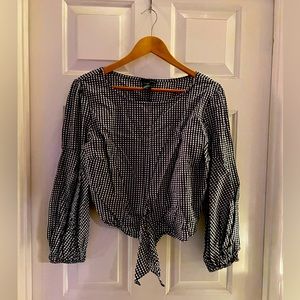 Aqua large 3/4 sleeve bubble blouse